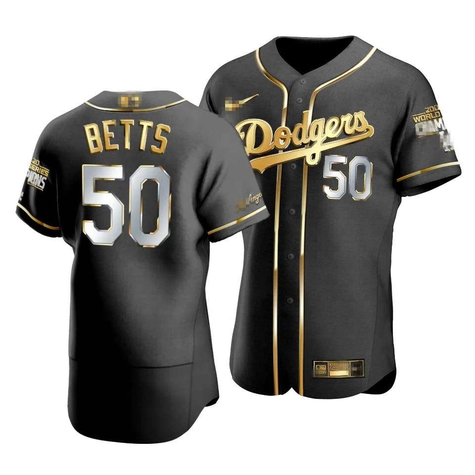Drop Shipping OEM NO MOQ Mens Womens Kids Los Angeles D odgers Black Gold Letters Baseball Uniform Baseball Jersey