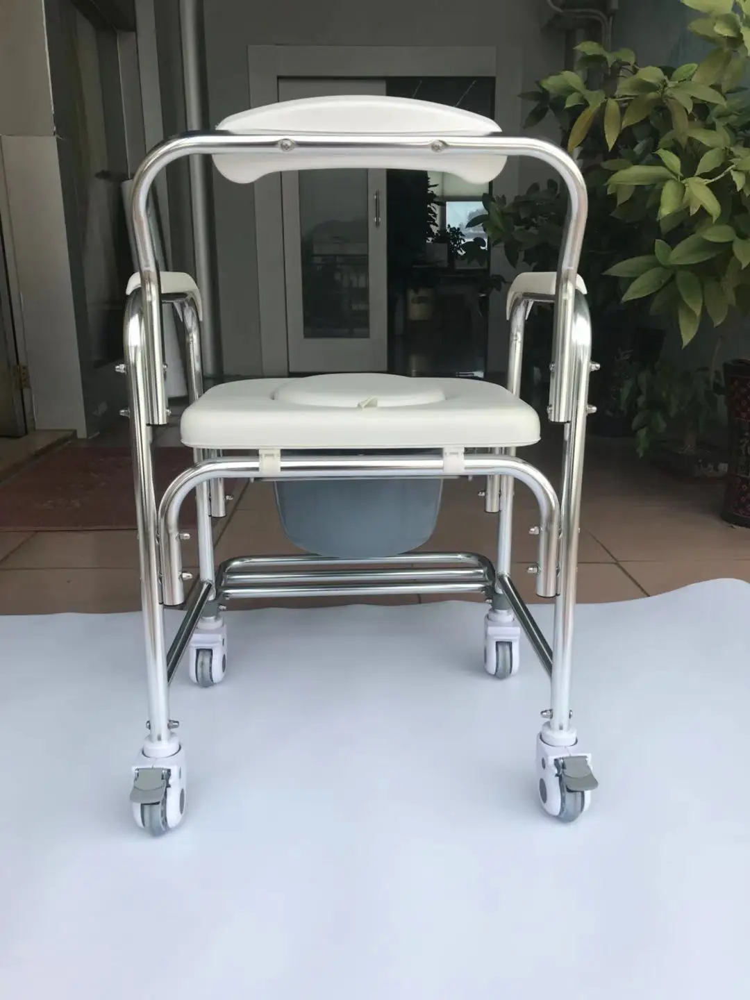 homecare shower wheel chair for disable elder 2 in 1 shower chair soft seat cover commode wheelchair