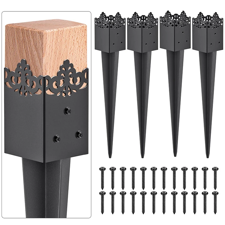 JH-Mech Posts Base Plates Customized Decorative Heavy Duty Outdoor Ground Spike Post Base for Mailbox Fence Stakes