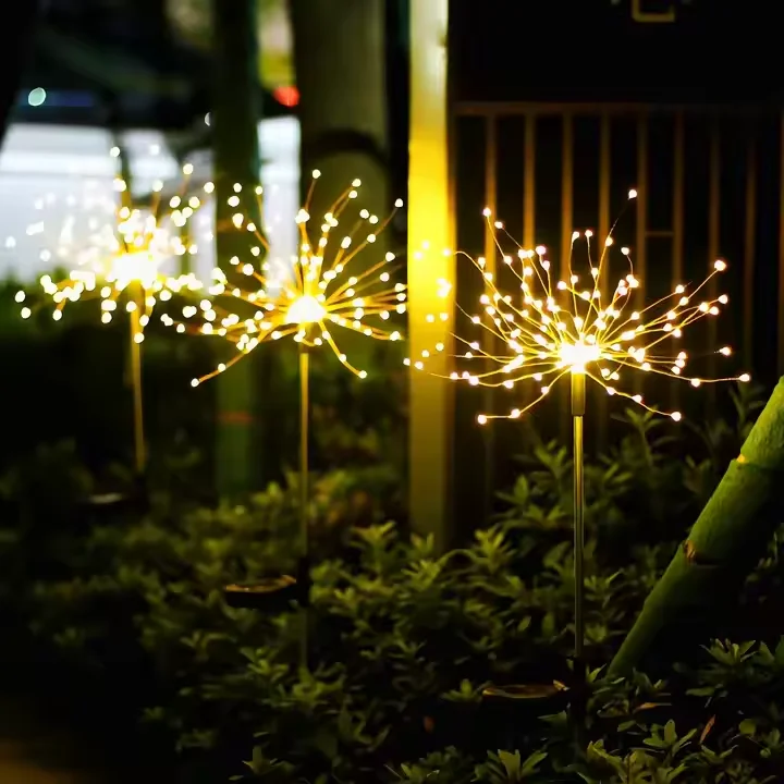 Открытый IP44 Солнечный светодиодный фейерверк со звездами медный провод освещение на солнечной батарее розетки праздничная атмосфера украшение