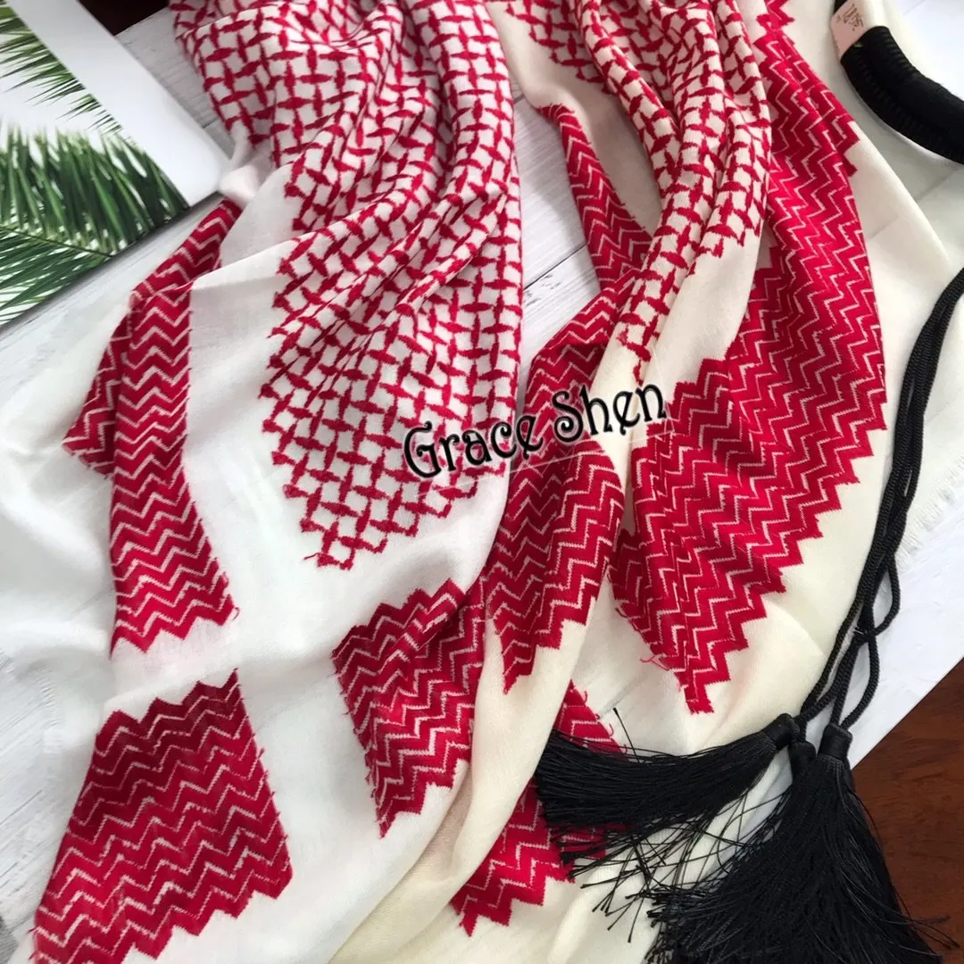 
ARABIC MAN RED KASHMIR WOOLEN SHAWL FOR WINTER 