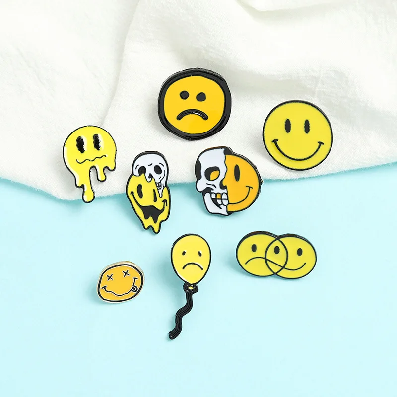 Cartoon smiley series brooch Personality bone naughty shape brooch badge mini smiley smile face brooch broach