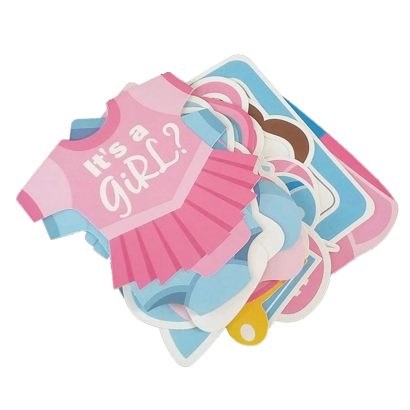 30pcs Big Size Girls Boys Baby Shower Birthday Party Gender Reveal Photo Booth Props on Sticks Set