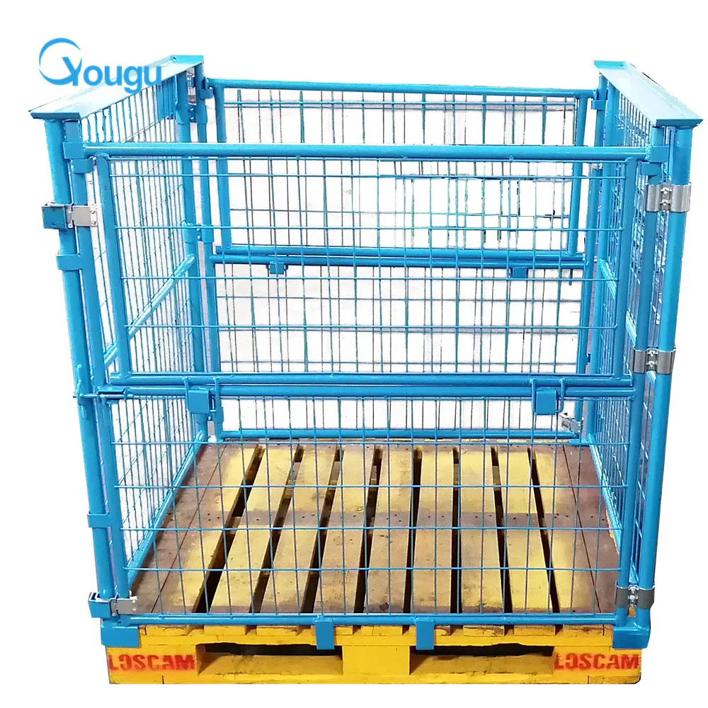Industrial customized transporting stainless steel wire mesh basket/ storage roll container pallet cage