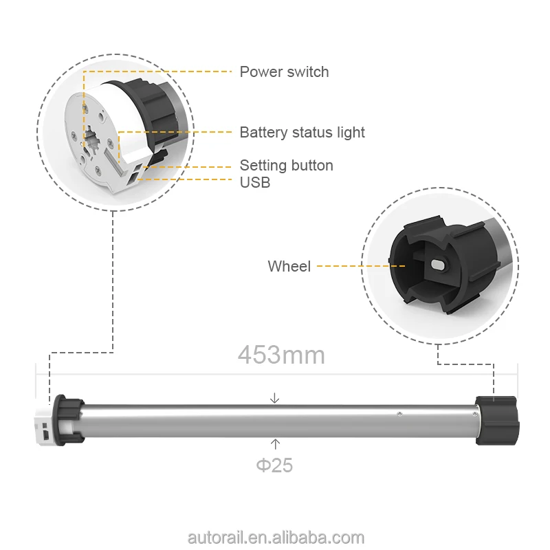 Tuya Zigbee 25mm Tubular Motor For Projection Screen Roller Shutter Battery Blinds Tubular Motor