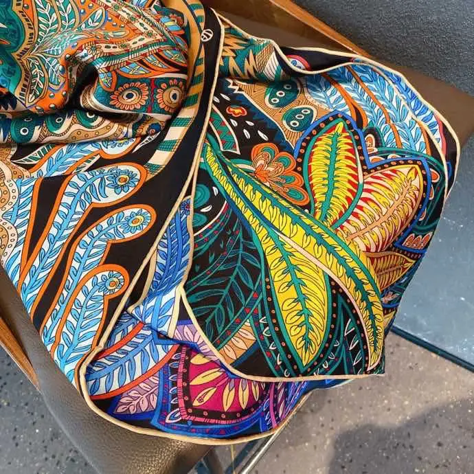 Custom Luxury Headband Silk Scarves Double Sided Satin Silk Scarf Square Silk Scarves From China