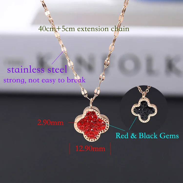 high quality 18k gold plated stainless steel jewelry four leaf clover necklace