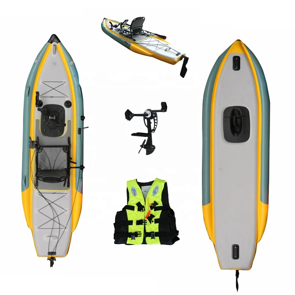 Vicking Hot Selling PVC Material 1 Person Inflatable Pedal Fishing Canoe Kayak Inflatable with Pedals for Outdoor Water Sports