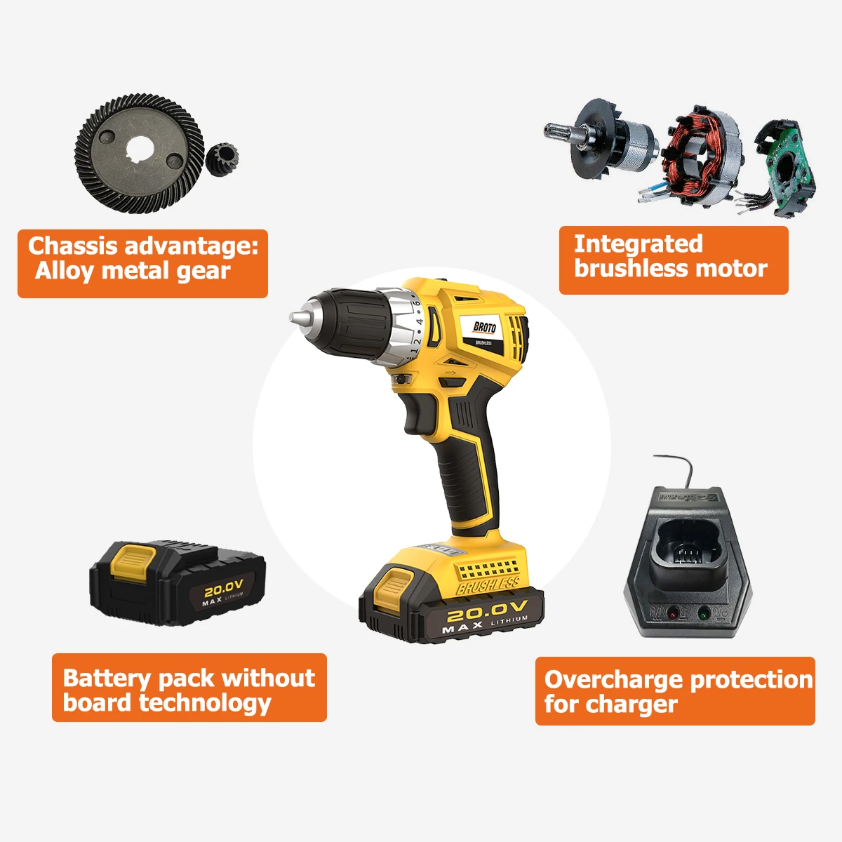 Professional Brushless Impact Lithium Battery Drill Bor Listrik Rechargeable Power Drills Wireless