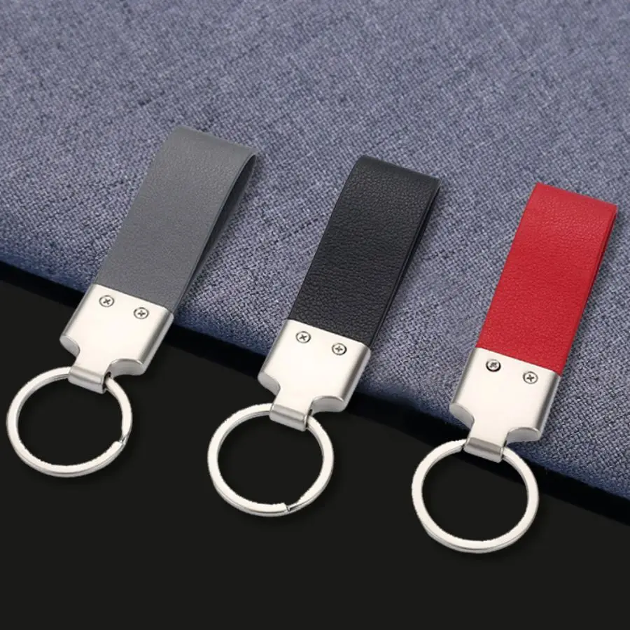 China Factory Wholesale Promotion Fashion Gift Embossed Keychain Custom Logo Leather Key chain