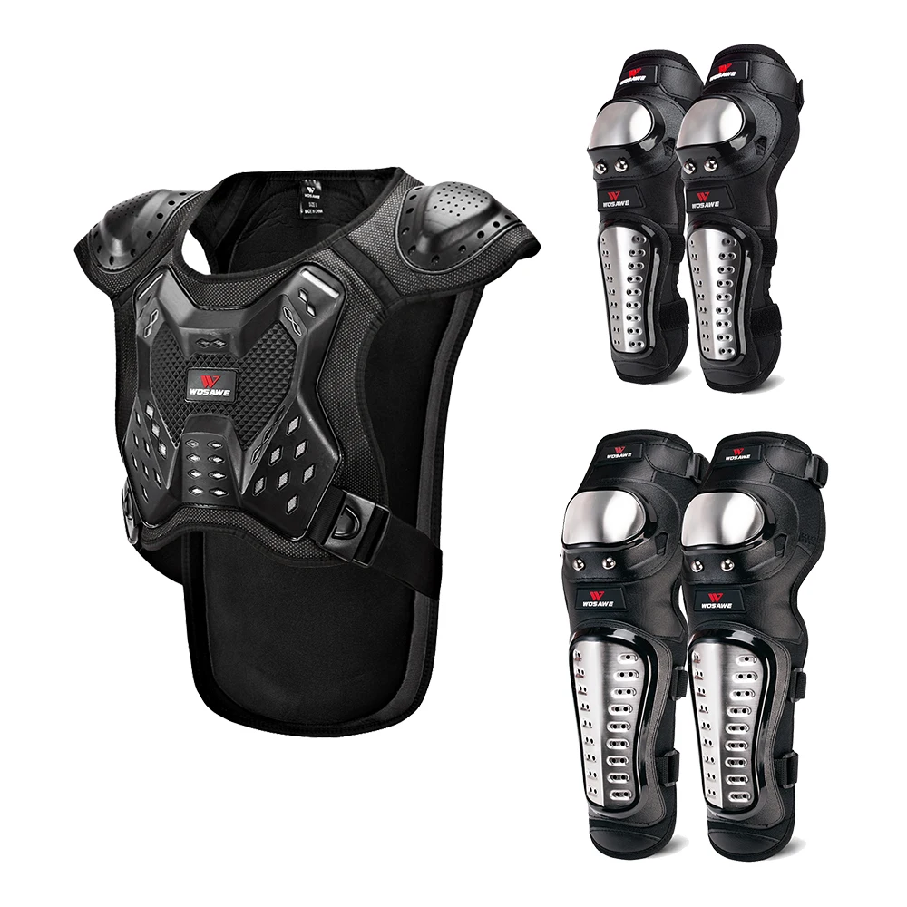 WOSAWE Motorcycle Armor Suit Roller Skating Skateboard Chest Back Spine Anti-fall Protective Gear Knee Pads Elbow Pads Suit
