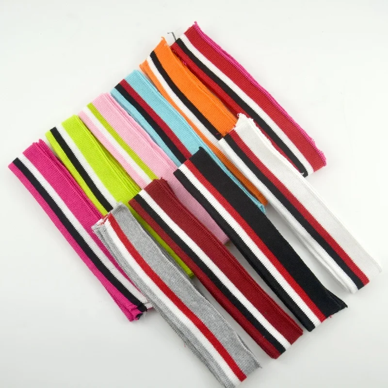 Cotton ribbed flat machine cuffs T-shirt hem cuffs round collar clothing accessories