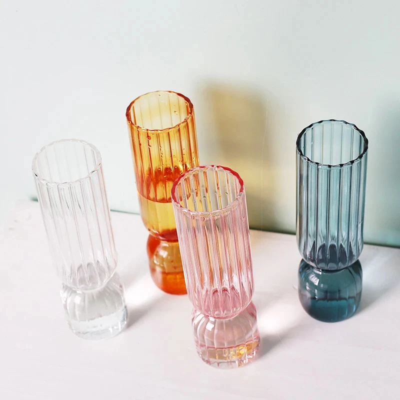 Source factory Nordic Glass Vase Colored Transparent Flower Arrangement Container Home Decoration