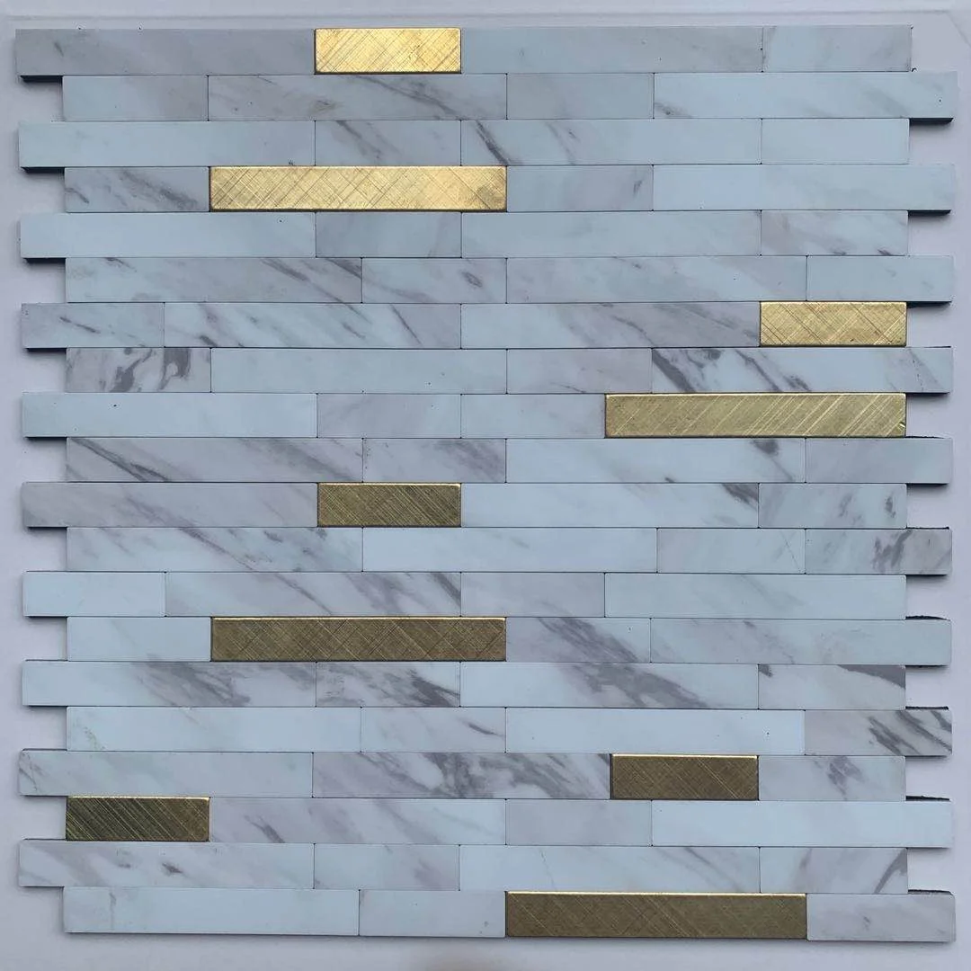 White Stone Look Peel and Stick Tile Backsplash