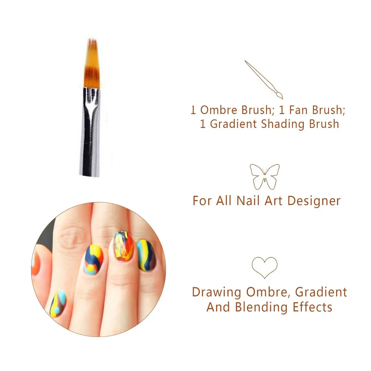 1PC Gradient Bloom Nail Art Painting Brush Black Wood Handle Nylon Hair Ombre Brush