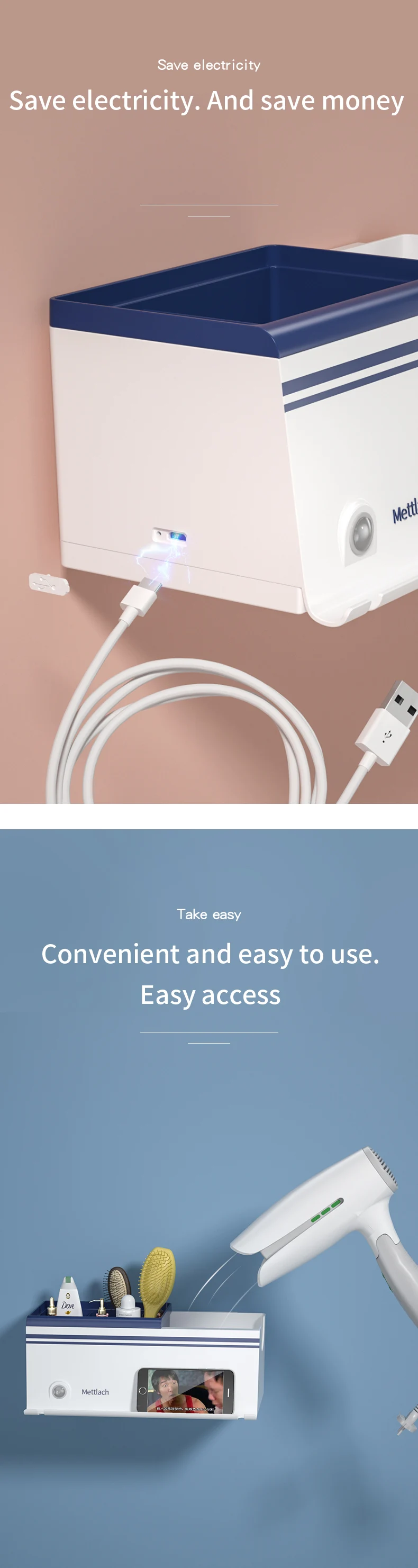 Induction lamp New Arrival Multifunctional Hair Dryer Holder Shelf No Drilling Bathroom Storage Organizers Creative Blower Rack