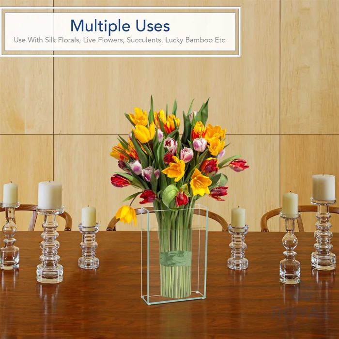 Flat Rectangle Clear Acrylic Flower Vase For Home Wedding Decor Vases Premium Cube Lucite Flower Vase