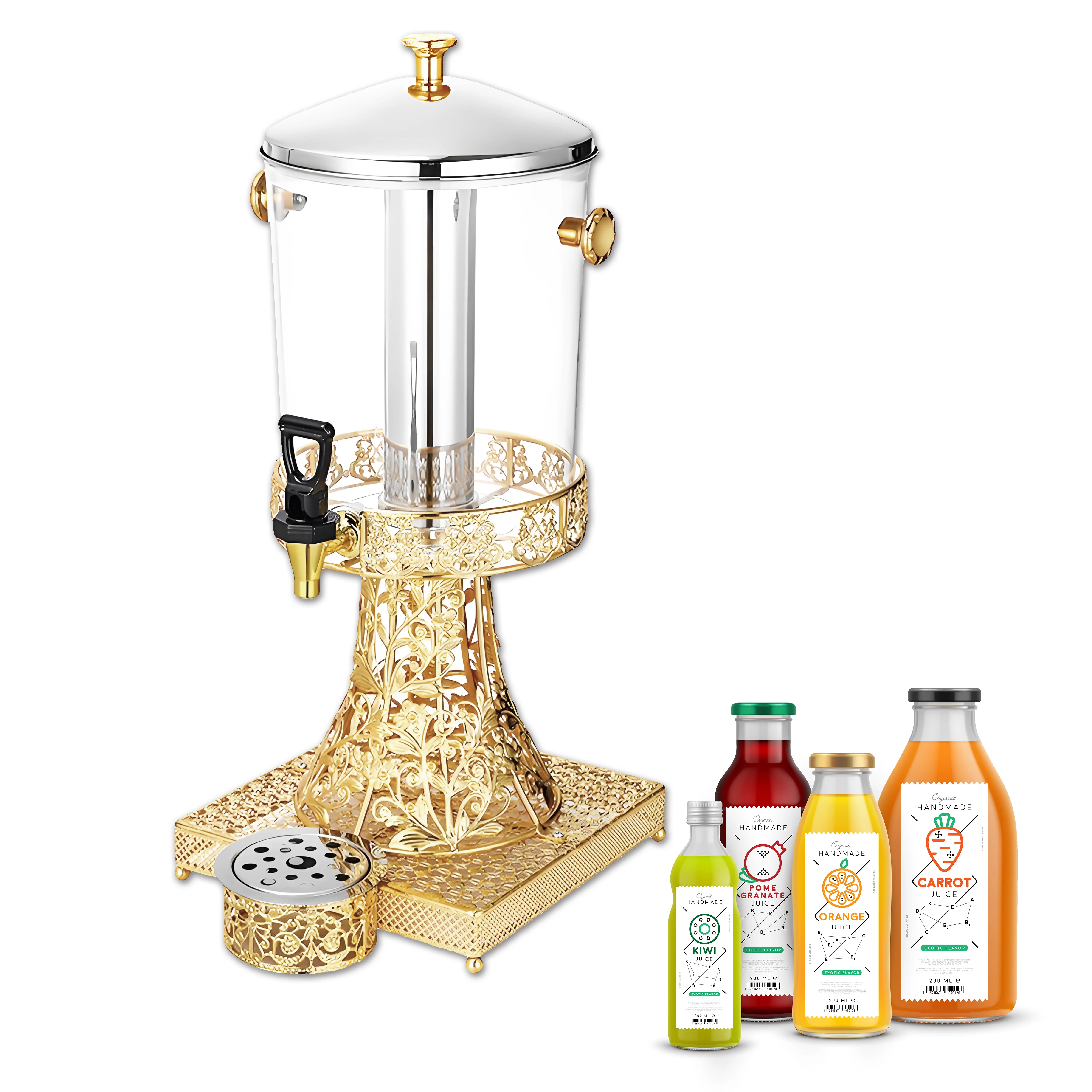 YITIAN Luxury Commercial Catering Equipment Golden 8L Plastic Beverage Dispenser Stainless Steel Cold Juice Drink Dispensers