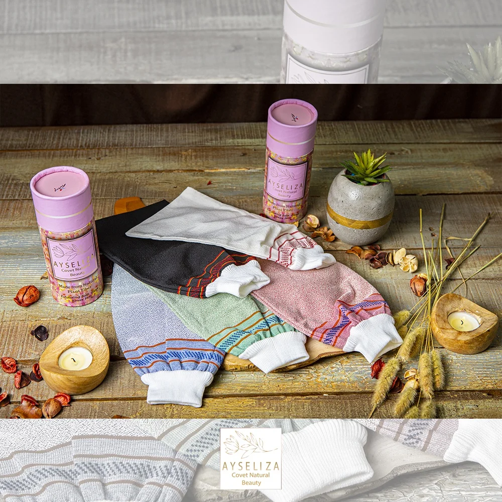 Tan Removal Exfoliation Custom Logo Hammam Mitt Viscose Turkish Hamam Glove Vegan Silk Deep Cleanse Reveal Your Radiant Skin