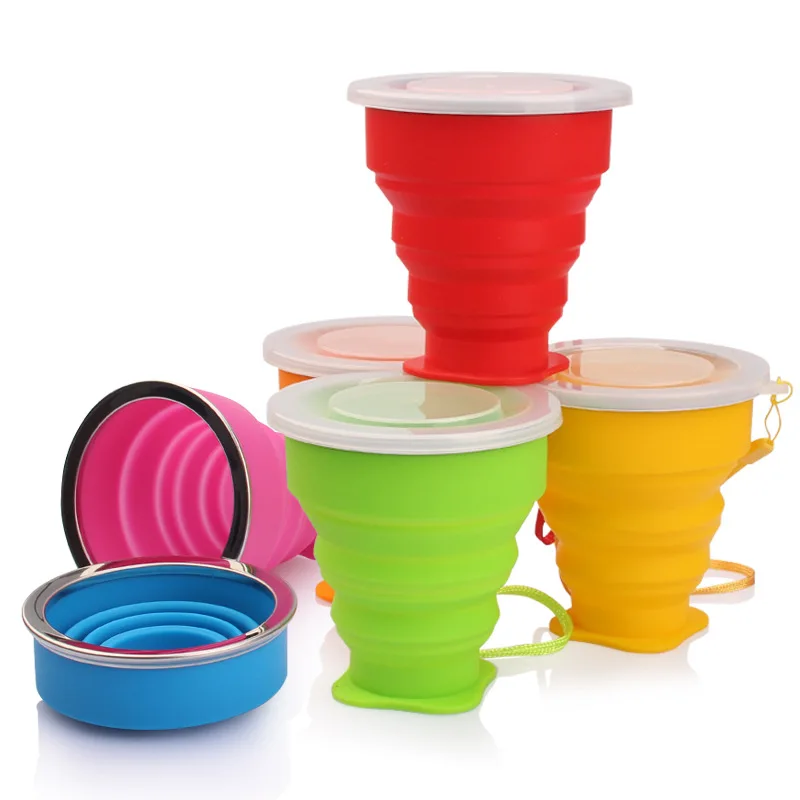 Складная кофейная чашка на заказ, складная походная Выдвижная чашка для питья, уличная спортивная портативная цветная силиконовая чашка для путешествий