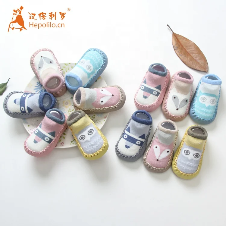 Custom Cartoon Cute Design Baby Girl Organic Cotton Rubber Bottom Baby Socks Kids Sock Shoes Non slip for Baby Boy