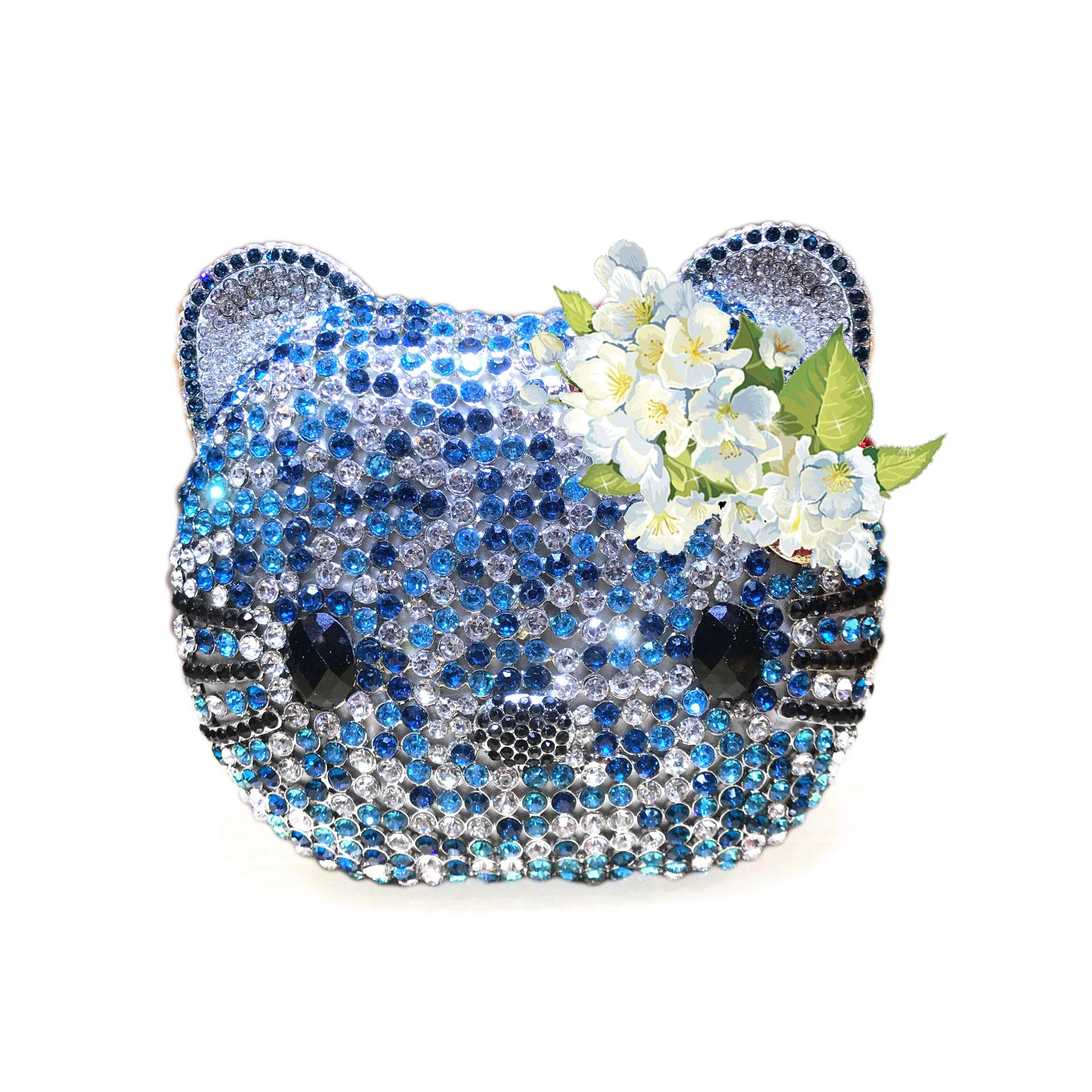 Factory Direct Sale Wedding Cute Bag Rhinestone Diamond Cat Shape Clutch Ladies Evening Bags