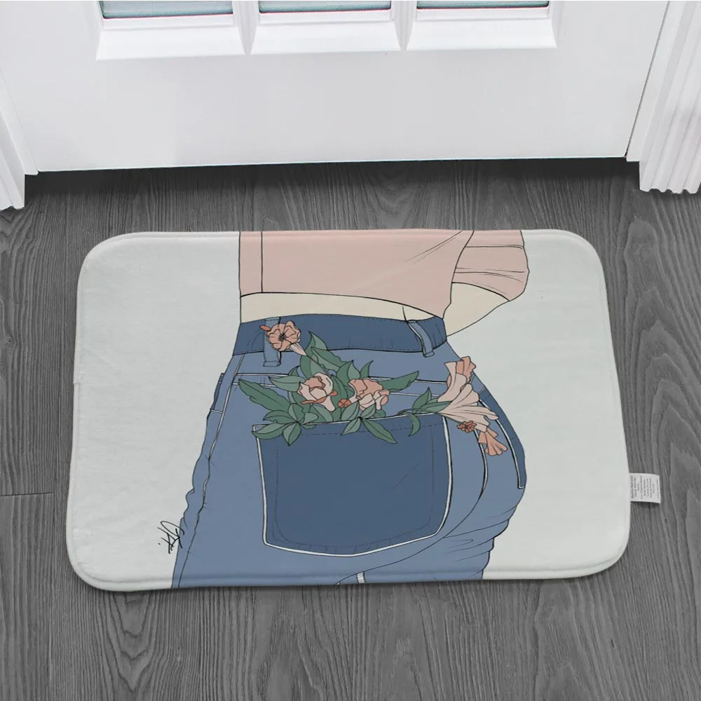 Женский прямоугольный Коврик для двери с абстрактным принтом персонажа, индивидуальный дизайн, коврик для ванной
