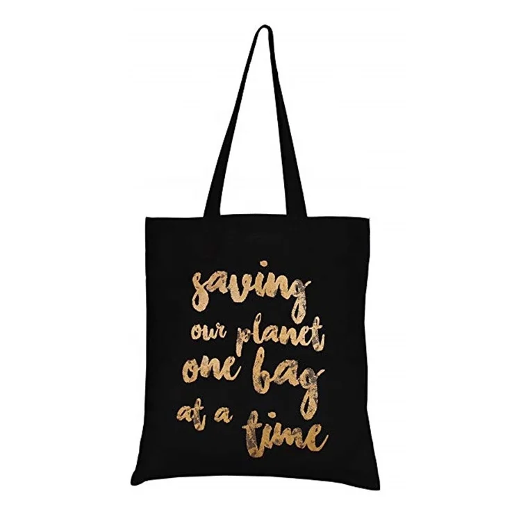 Recyclable Wholesale Custom Printing Logo Shopping Foldable Hot Sale Black Cotton Canvas Tote Bag