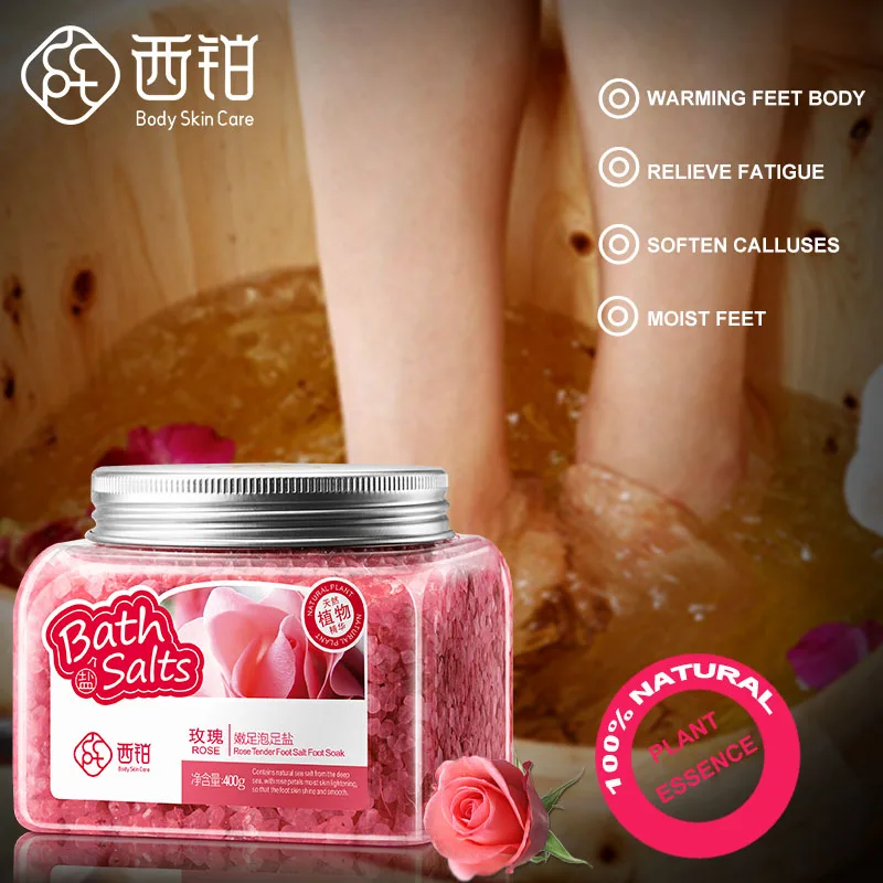 Foot Soaking Bath Salt , Private Label Wholesale Natural Organic Exfoliating Peeling Rose Genger Mineral Shower Foot Scrub