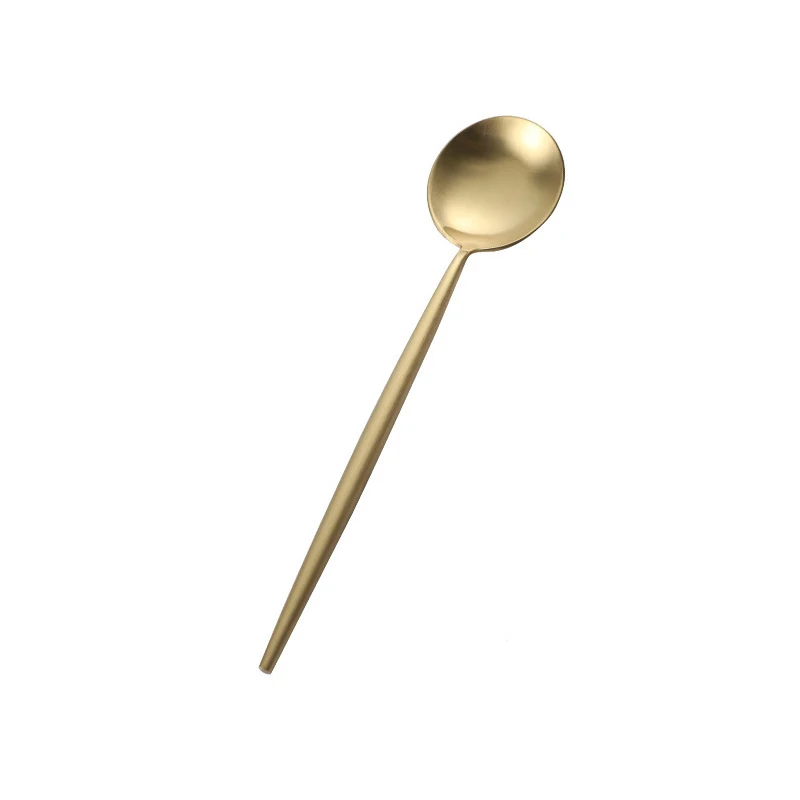 High Matte Polish Golden Gold Metal Stainless Steel Dinner Table Spoon