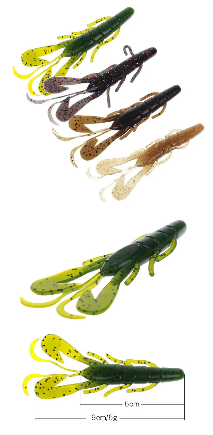9cm 6g 3pcs/bag Crawfish Soft Lures Crayfish Fishing PVC Plastic Baits For Seawater And Freshwater Artificial Soft Bait
