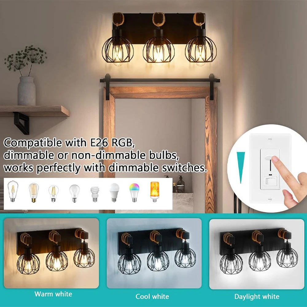 American Vintage Retro Rope Industrial Lamp Hemp Loft Restaurant Corridor Balcony Corridor Wall Lights