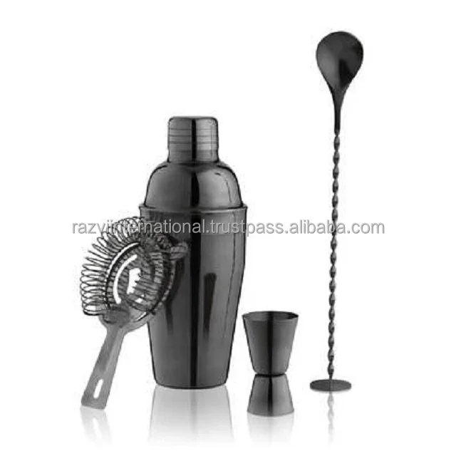 Luxury Black Glossy Stainless Steel Bar Tool Set Modern Design With PC Material
