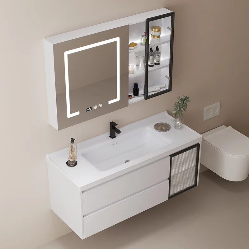 Factory Price Direct Sale Hotel Washbasin Bathroom Sink Cabinets Classic Bathroom  Vanity Set With Led Mirror
