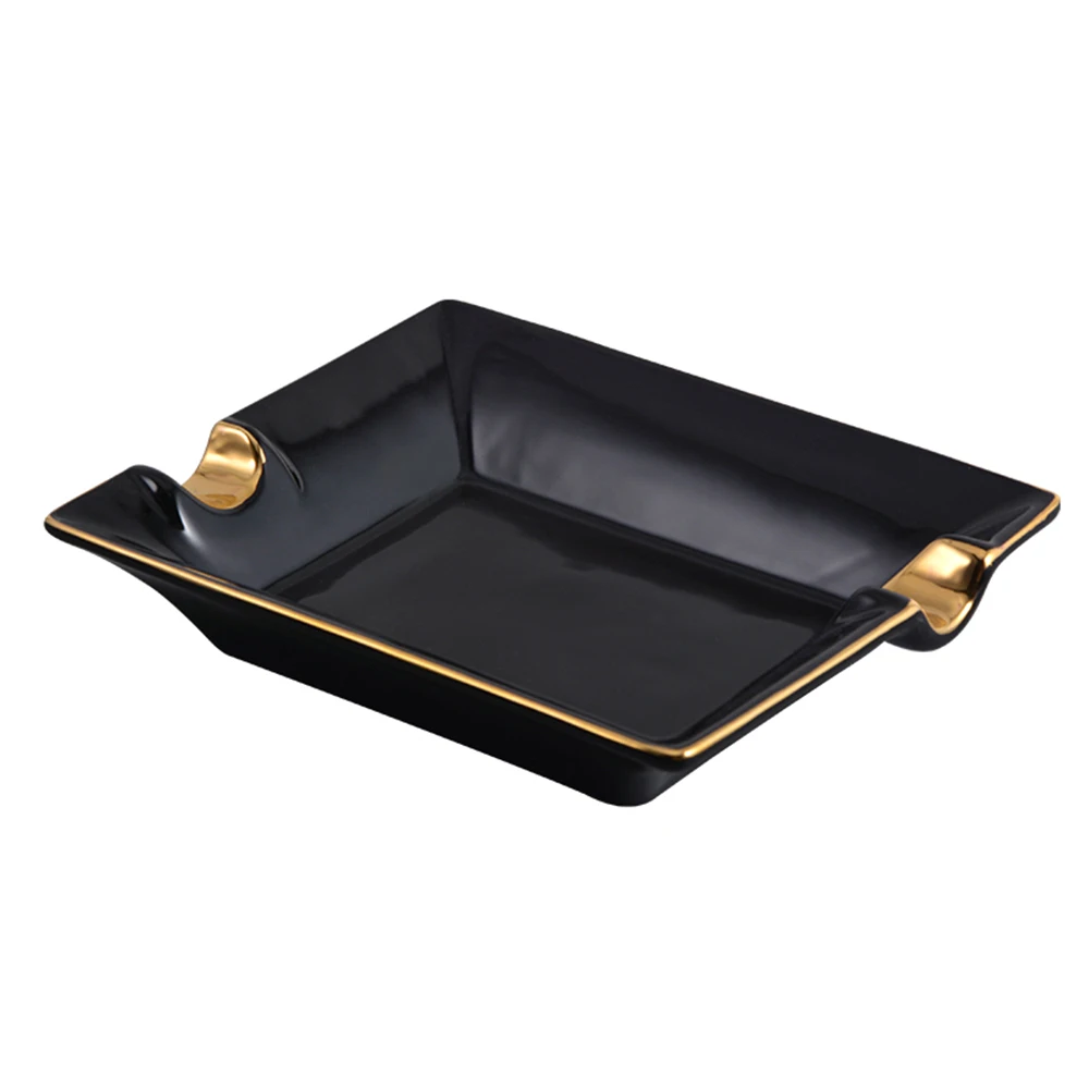 2020 Luxury gold edge custom black ceramic cigar ashtray