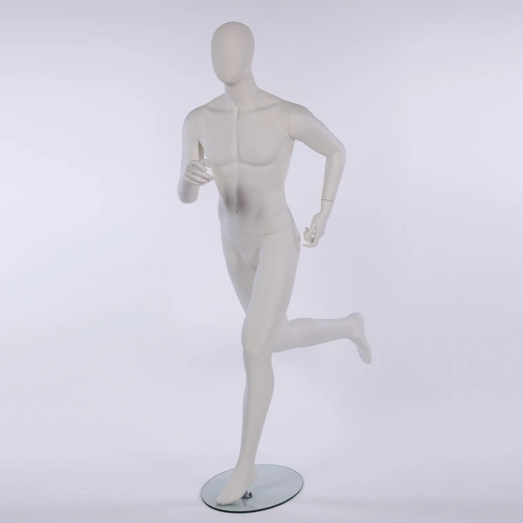 white color fiberglass running sports male mannequin athletic male mannequin for sportswear display