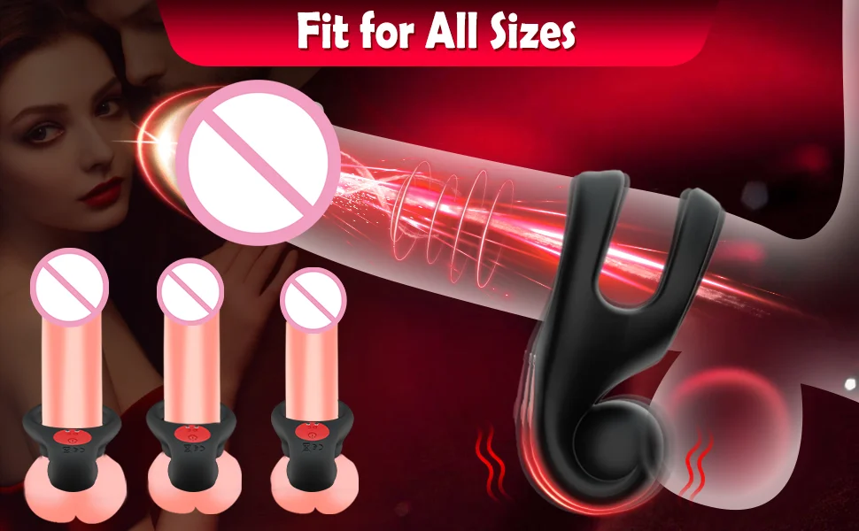 2024 new Man 10 Speed Lock essence + Vibrating Fine Ring Magnetic charging Silicone Stimulation Couples Share Vibrating Ring