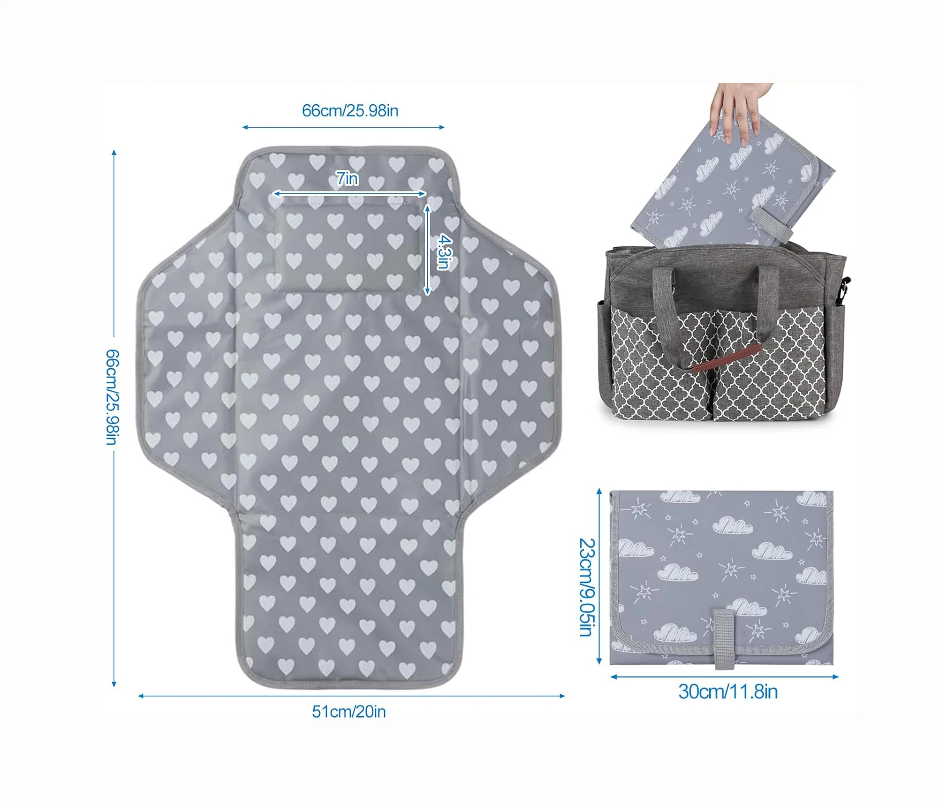 Luxury Soft Reusable Waterproof Changing Pad Cover Portable Foldable Table for Baby Travel