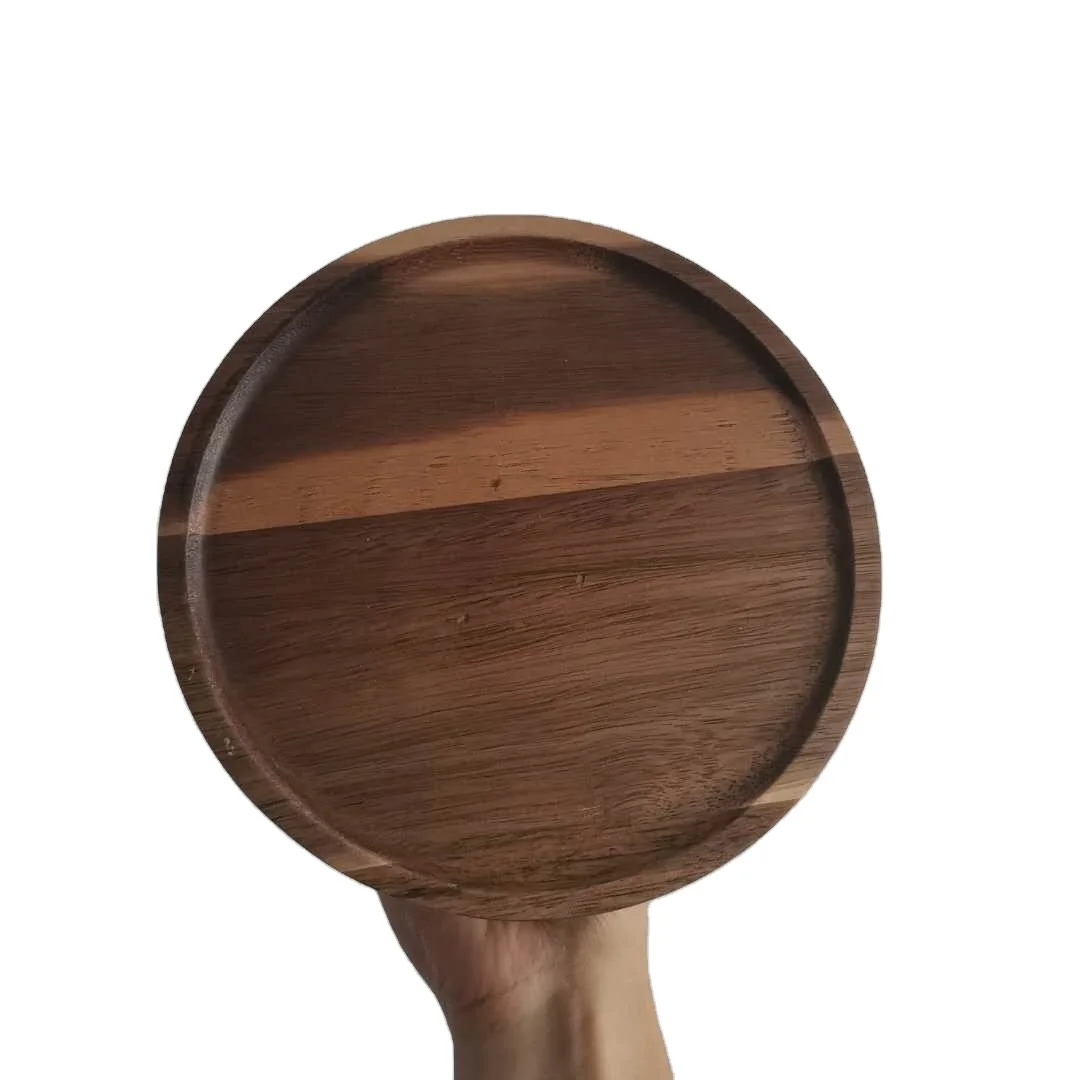 Creative Natural Customized Home Hotel Wedding Party Acacia Wooden Cake Dessert Food Display Serving Stand Plate Tray