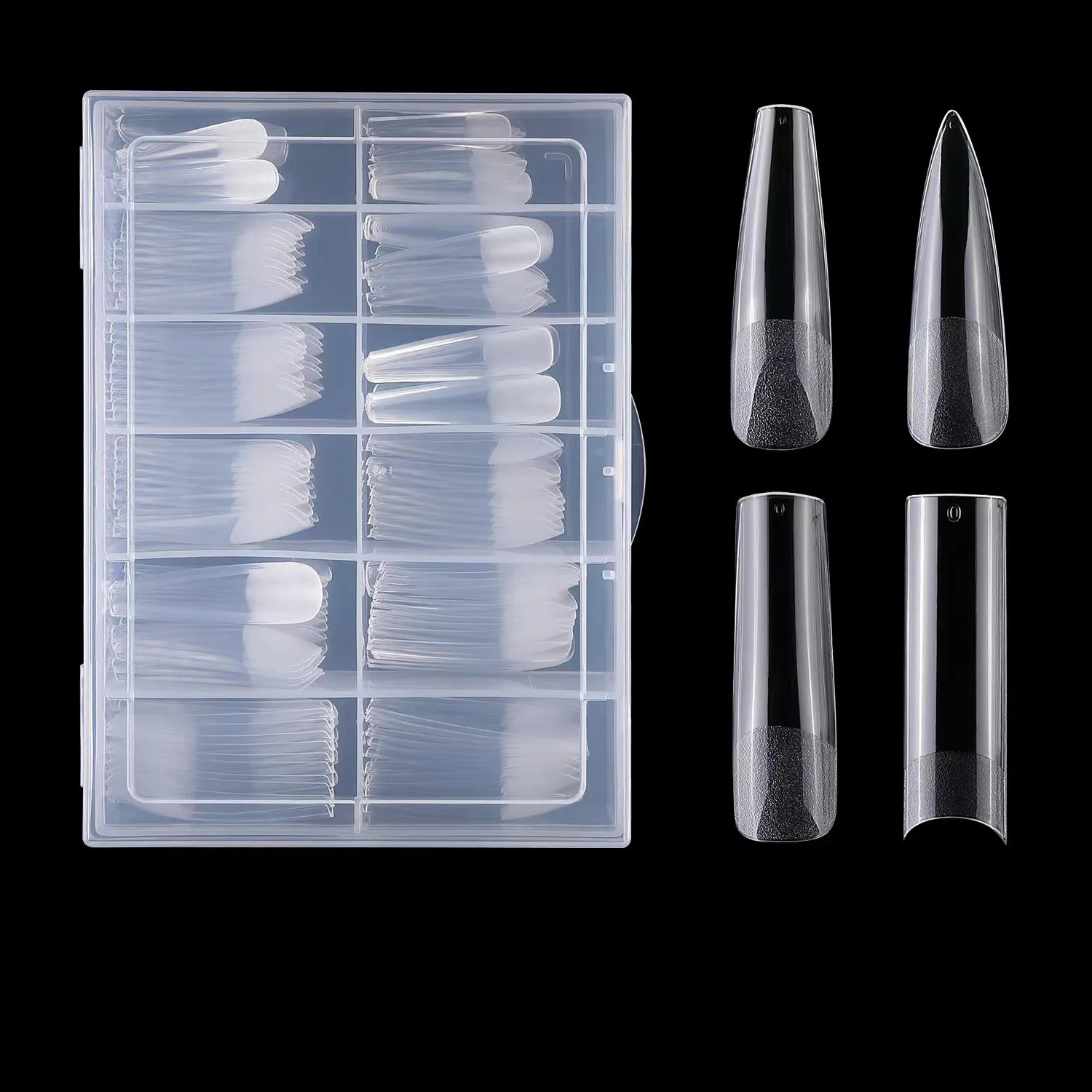 Finger Artificial Full Cover French False Non C Curve Stiletto pointed Square Coffin Super Clear Matt Soft Gel Nail Tips