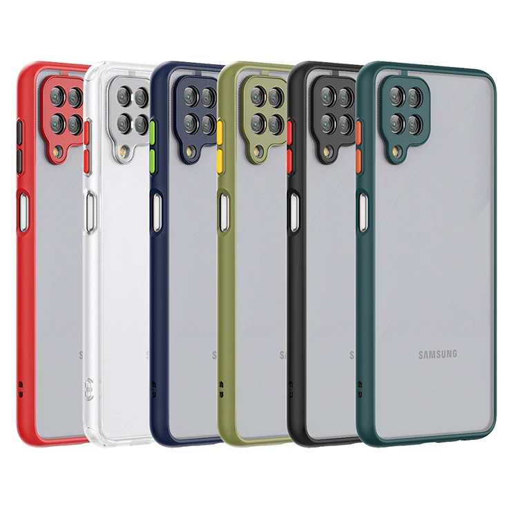 Чехол для Samsung Galaxy A12 с защитой камеры чехол сотового телефона двухцветный Прозрачный матовый из ТПУ
