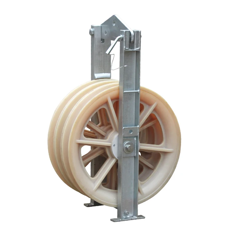 508x100mm Overhead Line Stringing Pulley Three-wheel Conductor Stringing Pulley Blocks
