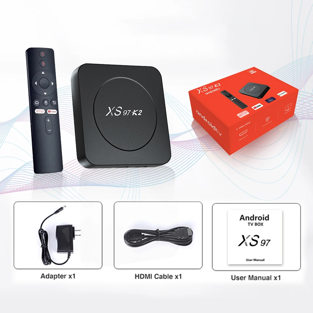 Wholesale Allwinner H313 XS97 K2 BT 4k Set-top Box Quad Core OTT TV Box 2GB 8GB TVBOX Android 10 TV Box With BT remote control