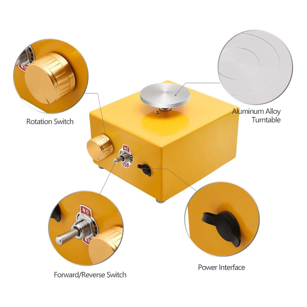 
12V Mini Electric Pottery Wheel Forming Machine DIY Clay Tool with Tray for Ceramic Work Ceramics Clay Art Craft 