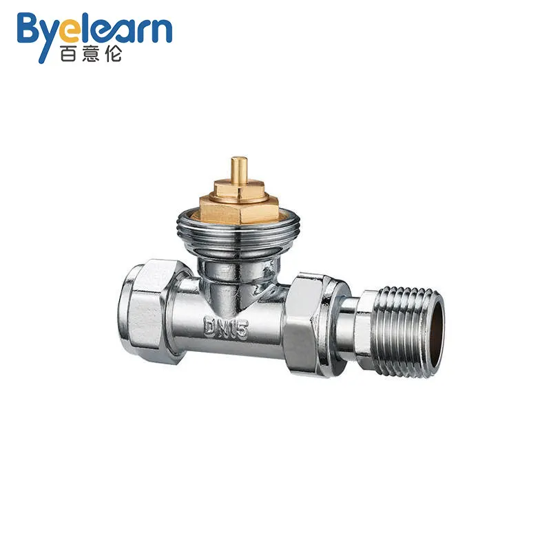 BAIYILUN Ferrule Fittings return flow DN15 Straight brass trv radiator valve