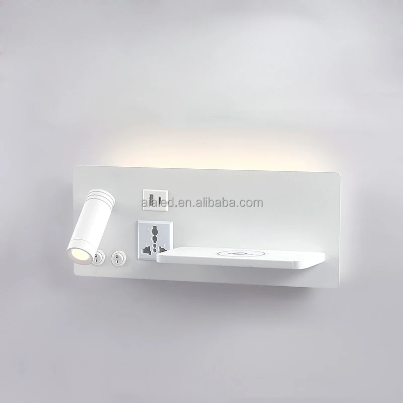 Multifunctional hotel home villa apartment reading wall lamp USB Type-C wireless charger socket bedside light bedroom lamp