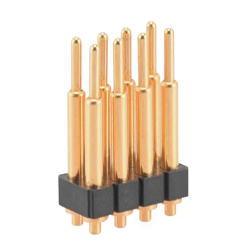 8Pin Double Row Customize Length 8 Pin Pitch 2.54mm 5V2A 12V 2A Gold Plated Dip Pogo Pin Contact Height 12mm