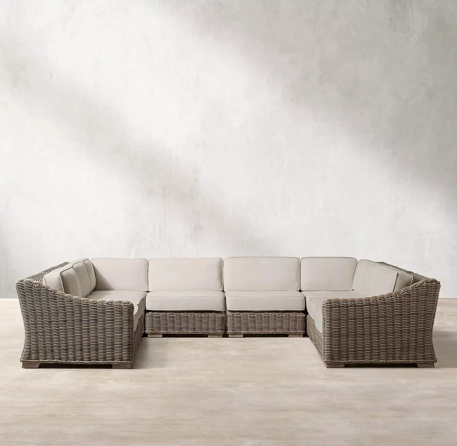 High quality pool outside garden furniture U shape sectional modular luxury rattan patio outdoor sofa