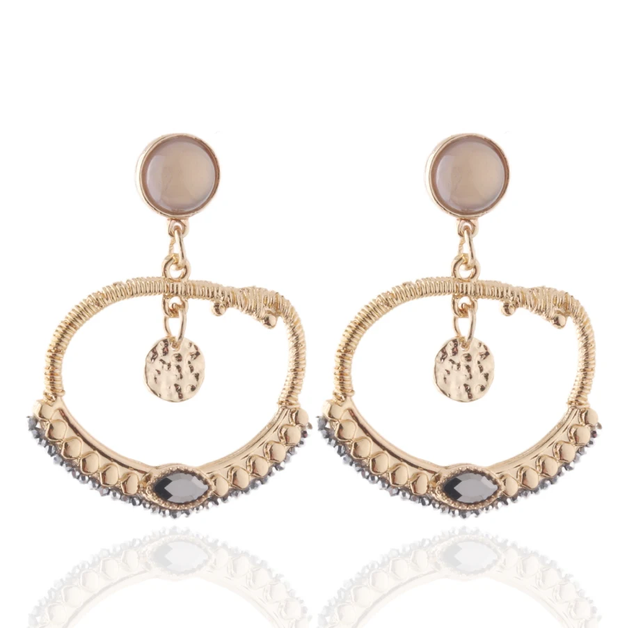 NeeFu WoFu Drop Natural Stone Crystal Charm Earring Dangle Zinc Alloy Large Long Brinco Manual Ear Accessories