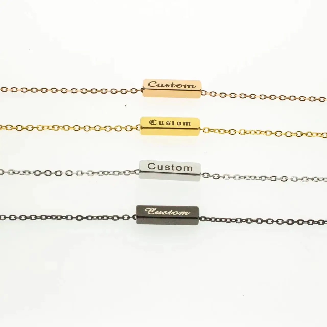 Из нержавеющей стали покрытой 18K позолоченные гравировки сталь цвет золотистый и черный браслет ожерелье сырья без надписи